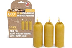 UCO 12-Hour Natural Beeswax Long-Burning Candles for UCO Candle Lanterns and Emergency Preparedness, Made in USA
