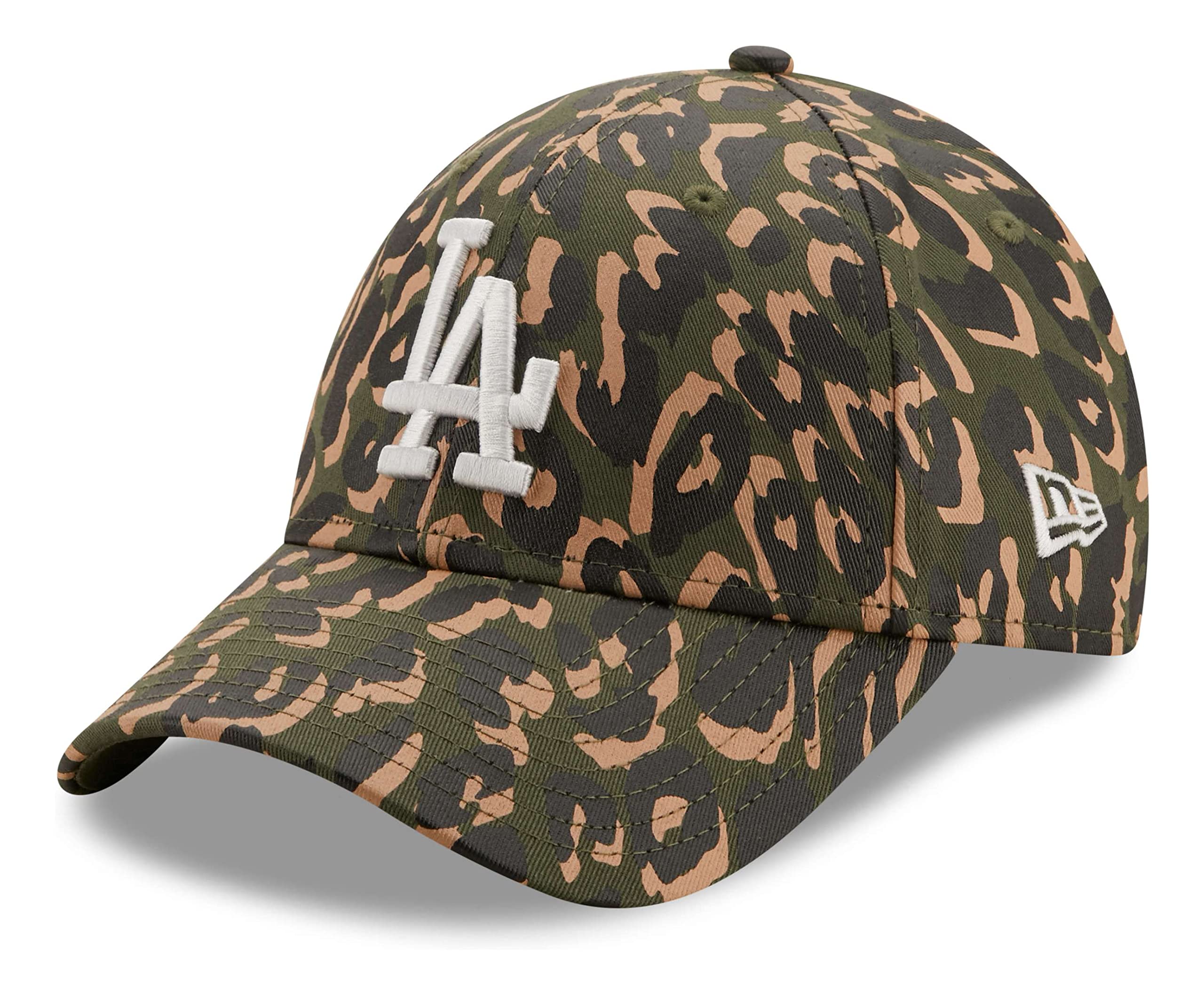 New Era 9Forty Allover Camo LA CapEra Women/Men - Curved Brim Cap Baseball MLB Metal Buckle, with Peak Winter Autumn Spring Summer All-Season - One Size Green