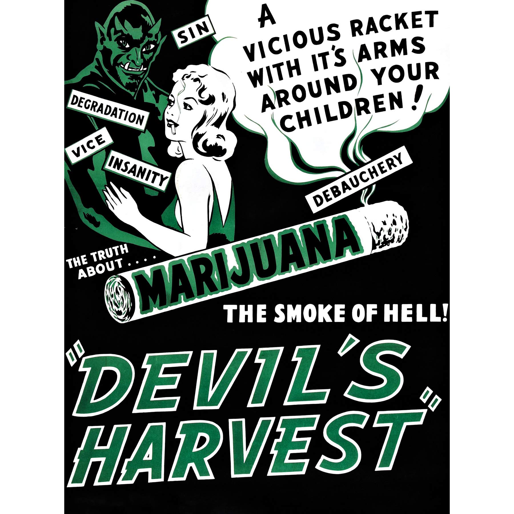 Devil's Harvest Marijuana Large Canvas Wall Art Print
