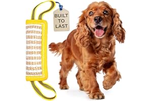 Durable Dog Bite Pillow - 20x7.5 cm - Safe Biting Pad with 2 Comfortable & Strong Handles - Tough Jute Tug Toy for Medium to 