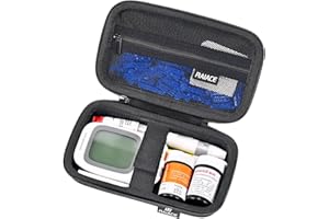 RAIACE Diabetic Supplies Hard Storage Case, Carrying Case with mesh pocket fit for Glucose Meter, Insulin Pen, Glucose Monitor, Blood Sugar Test Strips,Lancets. (Case Only)- Black