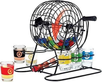 photo Drinking Bingo Rules barbuzzo drinking bingo party game metal bingo cage 48 colored bingo balls and 6 glass shot glasses fun drinking game