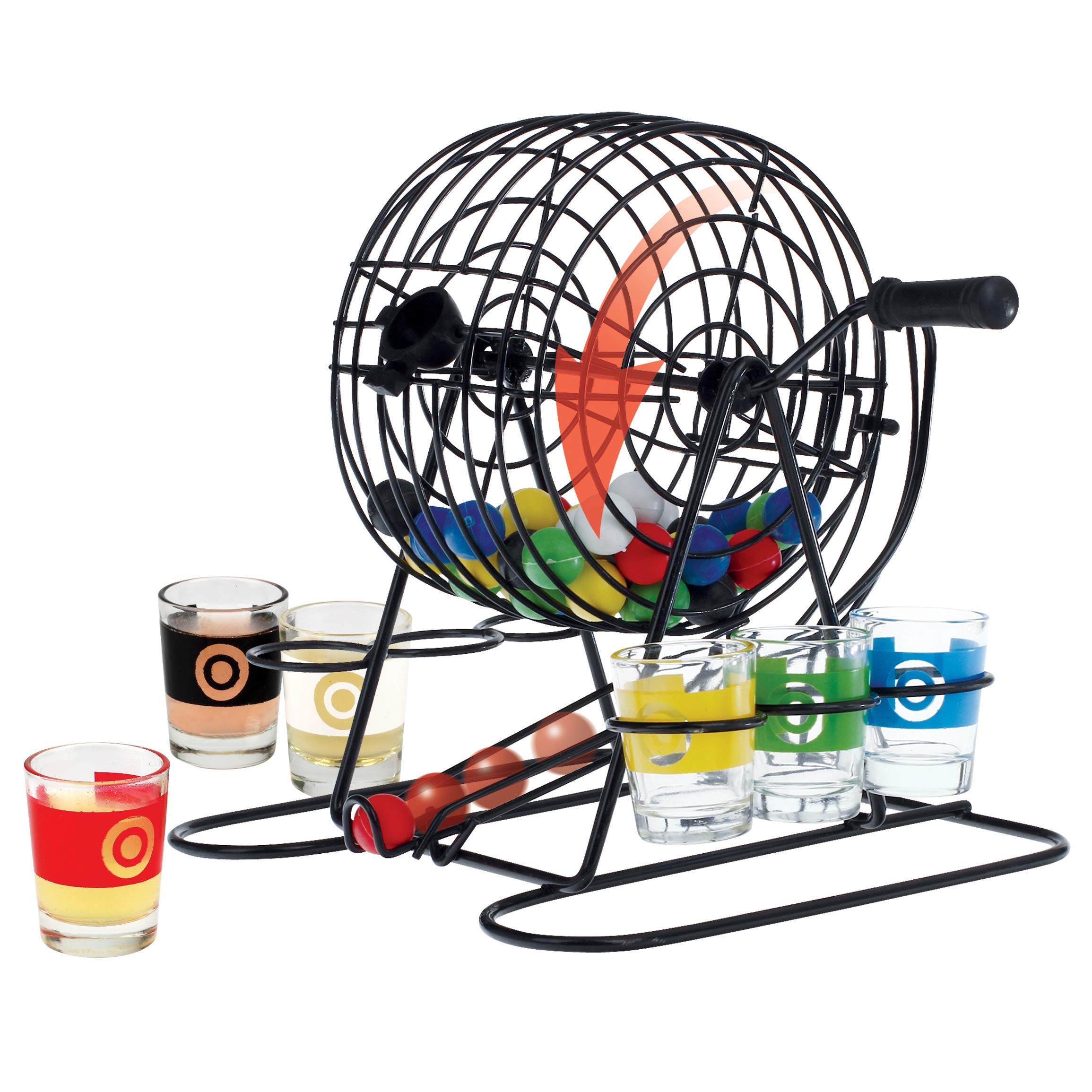 Barbuzzo Drinking Bingo Party Game Metal Bingo Cage, 48 Colored Bingo