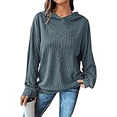 SOLY HUX Women's Long Sleeve Hoodies Drop Shoulder Textured Hooded Sweatshirt Casual Pullover Tops