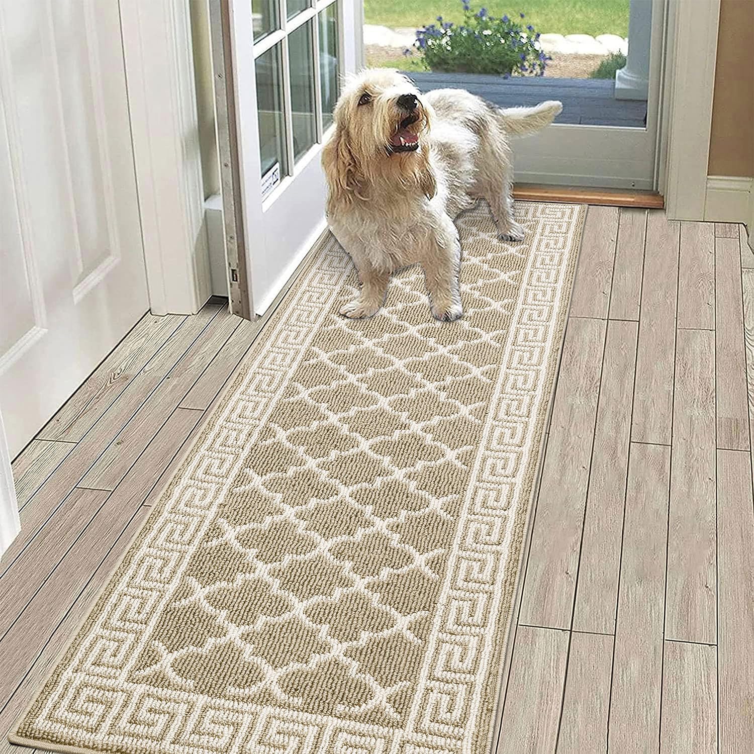 SHACOS Hallway Runner Rug 50 x 150 cm Non Slip Washable Hallway Hall Runners Narrow Rug Door Runner Carpet Runners for Kitchen Entryway, Beige