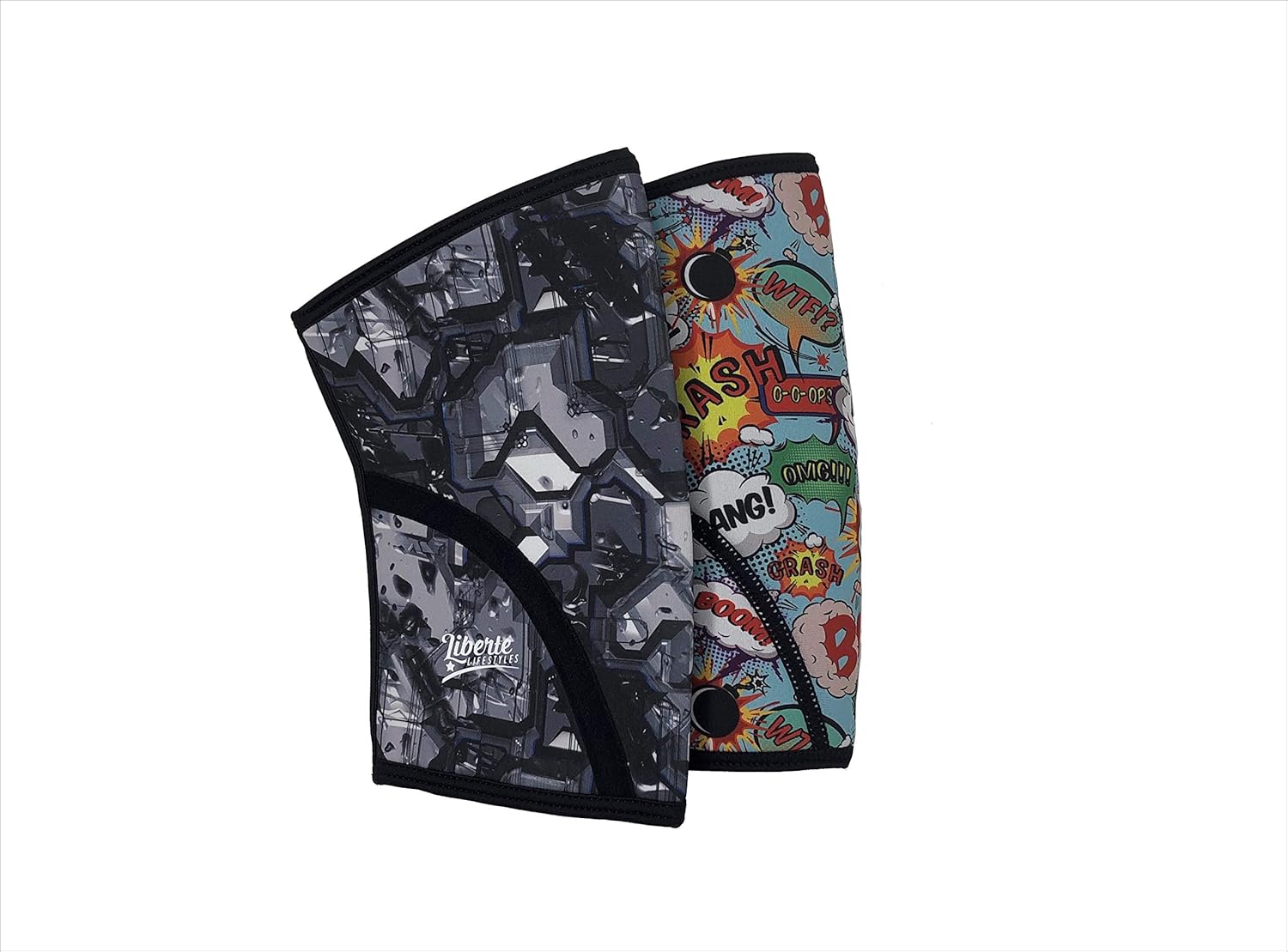 Liberte Lifestyles 5mm Reversible Cyborg Superhero Comic Print Knee Sleeves (Pair) : Sports & Outdoors