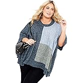 AVENUE Women's Plus Size Mia Color Block Poncho