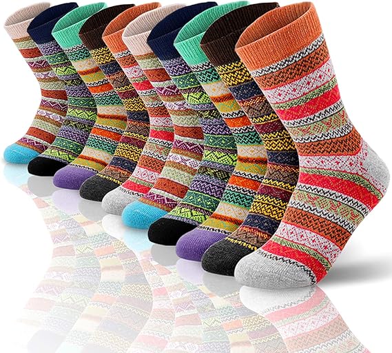 SEVENS Women Wool Socks for Winter, Vintage Winter Socks Thick Cozy