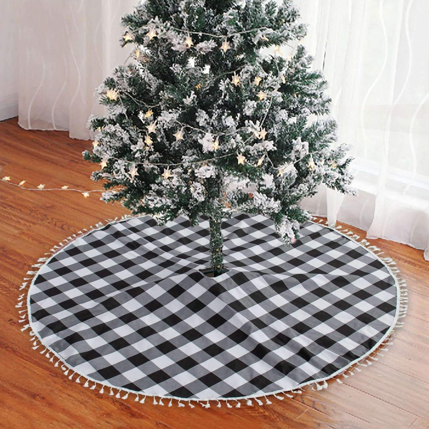 Christmas Tree Skirt 30'' Tree Skirt Buffalo Plaid Black