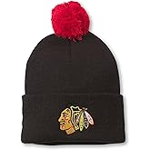 AMERICAN NEEDLE Unisex National Hockey League Team Officially Licensed NHL Cuffed Knit Pom Beanie