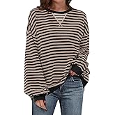 ANRABESS Women Striped Sweatshirts Oversized Crewneck Long Sleeve Shirts Y2K Pullover Top 2025 Fall Outfits Fashion Clothes