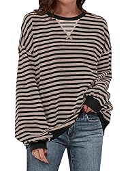 ANRABESS Women Striped Oversized Sweatshirt Long