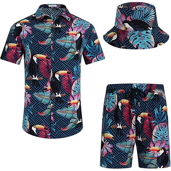 COOFANDY Chemise hawaïenne pour homme à manches courtes à col rond tropical à fleurs, Petit COOFANDY Chemise hawaïenne pour homme à manches courtes à col rond tropical à fleurs, Petit