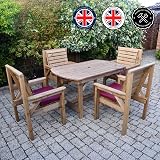 Staffordshire 4ft 6in Wooden Garden Patio Set Table + 4 Chairs view 2