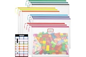 YOPCDJ 12pcs Mesh Zipper Pouch Bags, A4 Puzzle Bag (12 Colors, 12 Packs) for Organizing, Classroom Must Have Storage Bag, File Bags for School, Board Games and Office Supplies