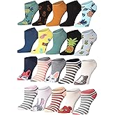 Tipi Toe Women's & Girls 20 Pairs Colorful Patterned No Show Socks For Women Size 9-11