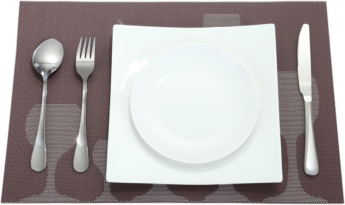 mookaitedecor PVC Placemats Set of 4 & Coasters Set of 4, Heat Resistant Table Mats Non-slip Washable for Dining Home Kitchen - Image 3