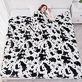 Viviland Fleece Blanket King Size Cow Print - 280GSM Lightweight Soft Fuzzy Cozy Plush King Blanket for Bed, 90x108 inches