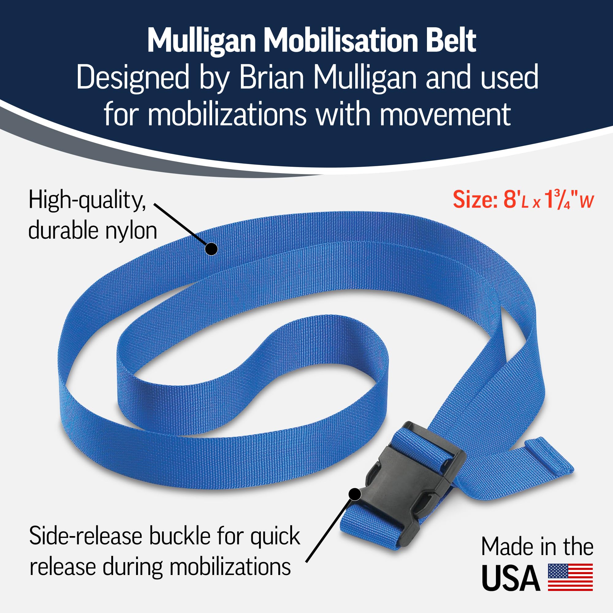 OPTP Mulligan Mobilisation Belt - Mobilization Belt for Manual Therapy; Physical Therapy Belts for Mulligan Mobilization Techniques - Designed by Physical Therapist Brian Mulligan