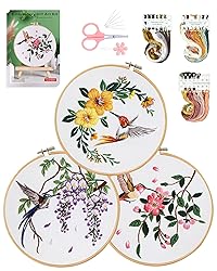 Santune 3 Sets Embroidery kit for Beginners Adults