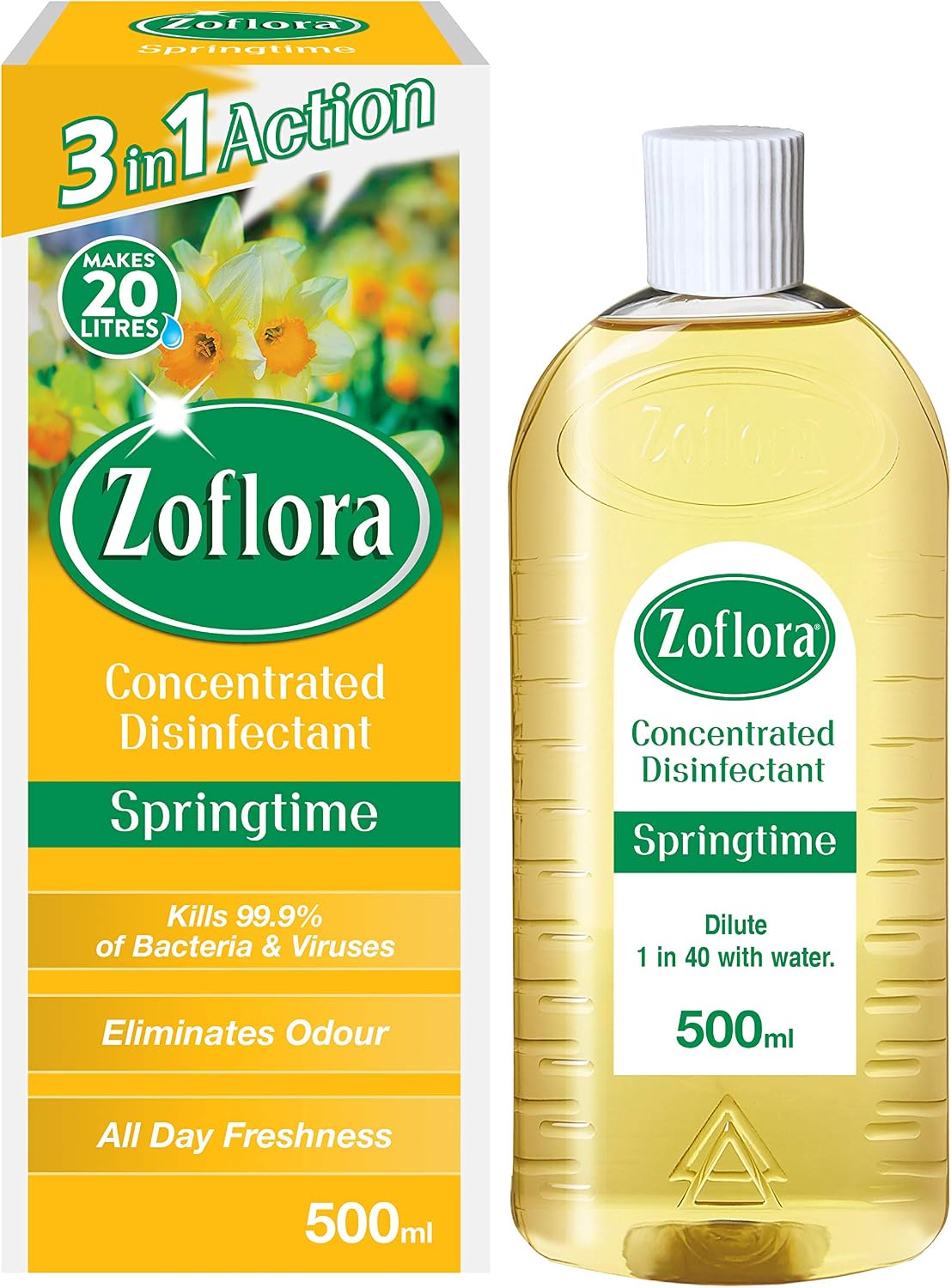 Zoflora Springtime Concentrated Multipurpose Disinfectant Liquid, 1 x 500 ml,Antibacterial & Multi-Surface Cleaner