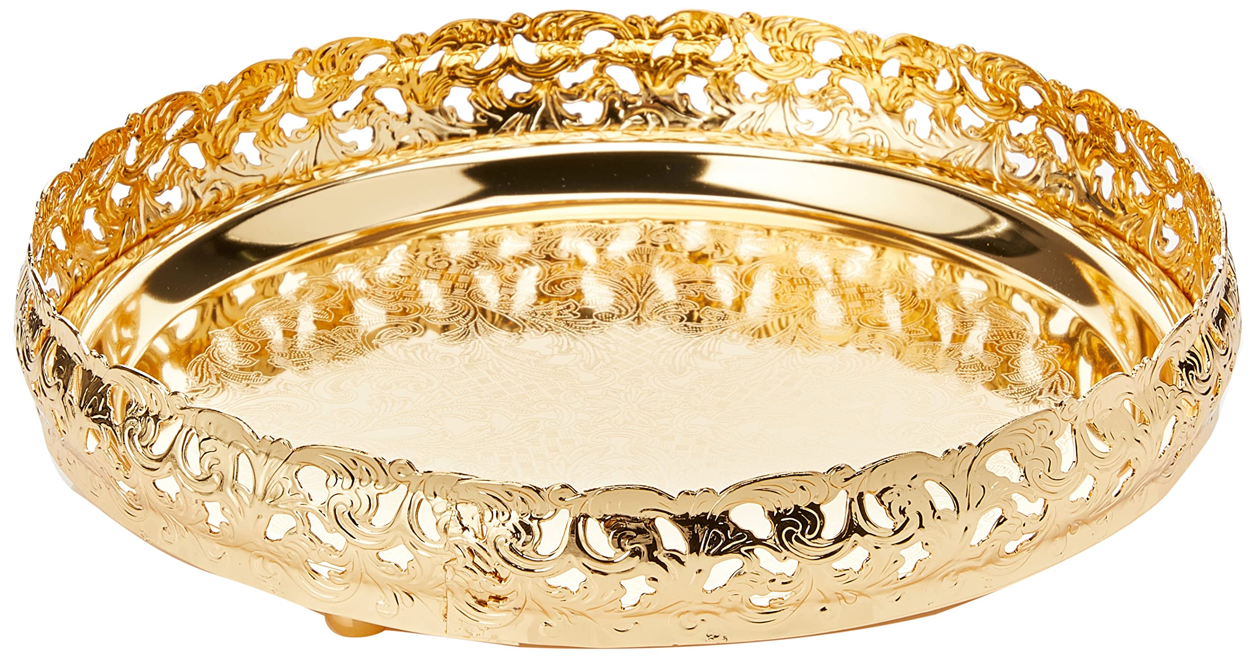 Royal Silver Gold Round Stylish 23cm Silver/Gold Plated Paandan Tray Home Kitchen Restaurant Dining