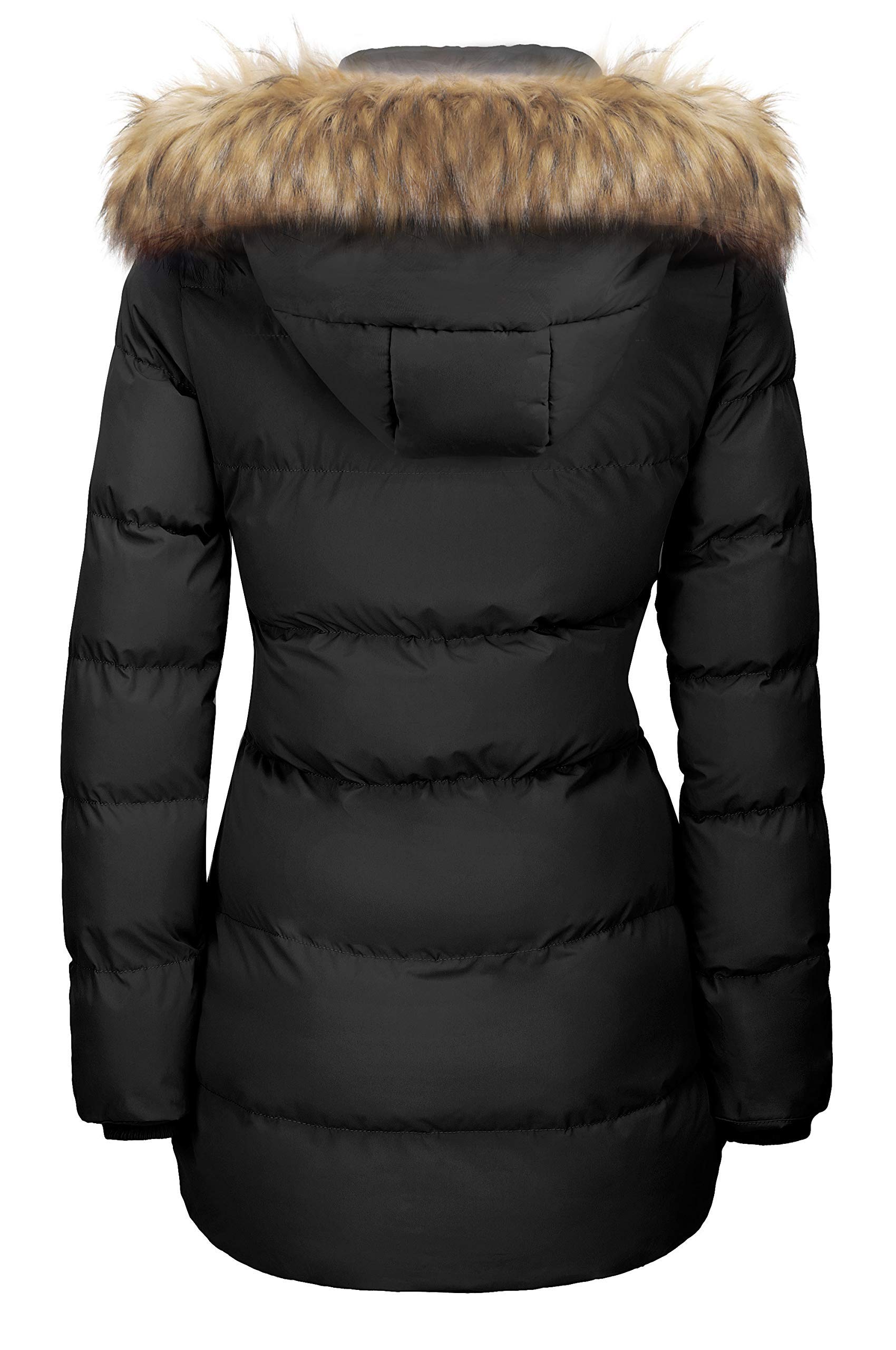 WenVen Women's Winter Thicken Puffer Coat Warm Jacket with Faux Fur Removable Hood