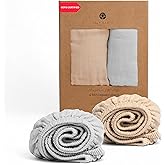 Salt Earth 100% Organic Cotton Muslin Standard Fitted Crib Sheet,52"x28", 2 Pack Soft Breathable Natural Cotton Sheets Baby Mattress Bed Sheets, No Slip Neutral Baby Crib Sheet (Beige & Silver)