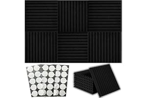 ACOUSTIC FREAKS 12+1 Pack Acoustic Foam Panels – 12” x 12” x 1” High Density Sound Proof Foam Panels for Walls with Adhesive Stickers - Wedge Design Sound Dampening Panels for Studio & Home