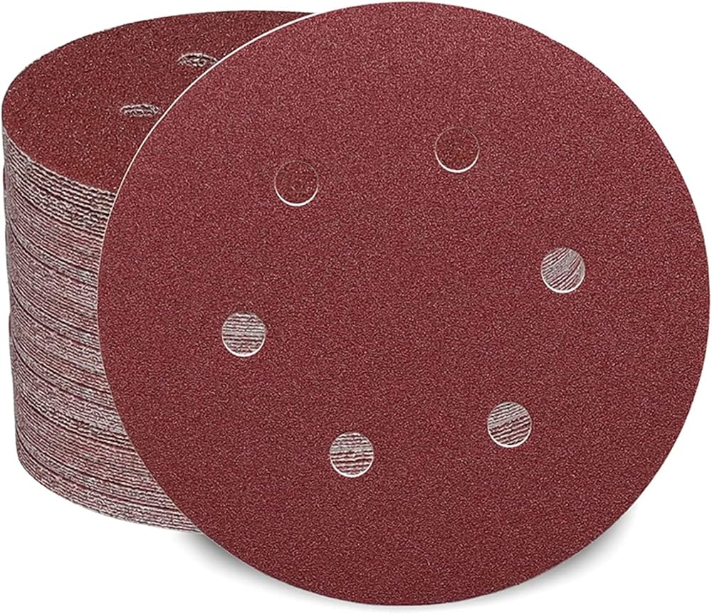 STE BRUAM 100Pcs 150mm Sanding Discs 6 Hole Hook Loop 40-1000 Grits Set