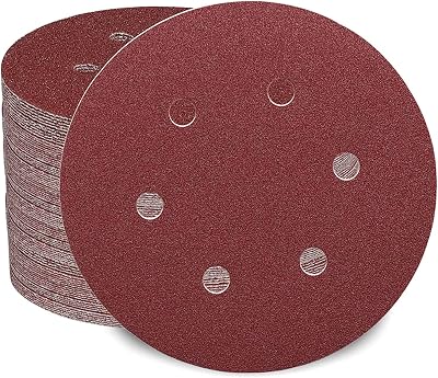 STE BRUAM 100Pcs 150mm Sanding Discs 6 Hole Hook Loop 40-1000 Grits Set