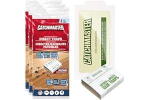 Catchmaster Crawling Pest & Insect Glue Traps 12-Count (3 Packs of 4), Insect Traps Indoor for Home, Pest Control Glue Boards, Adhesive Tray for Bugs, Spiders, Crickets, Roaches, & Ants