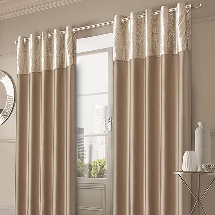 Sienna Pair Of Crushed Velvet Band Curtains Fully Lined Eyelet
