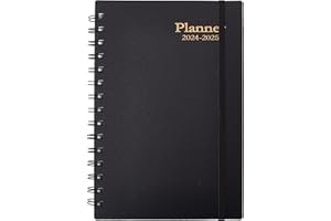 ZAXAYAN Daily Planner 2024-2025, Weekly and Monthly Planner 2024-2025 Academic Year, January 2024-June 2025 Calander Planner, Spiral Bound, 8.2"×5.5", 18 Months (JAN.2024-JUN.2025 Black)
