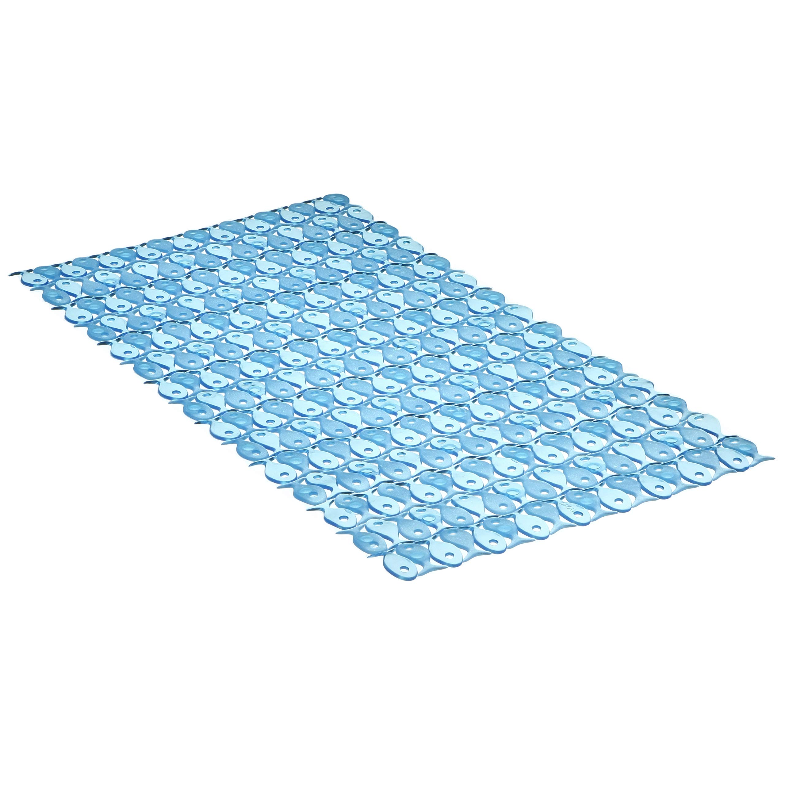 TATAY Bath Mat, Non-slip, PVC with Suction Cups, Resistant to Mold and Microbes, Anti-Bacterial, Pisces Design, Blue. Measures 72 x 36 cm