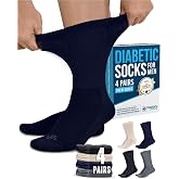Doctor's Select&reg; Crew Diabetic Socks for Men - 4 Pairs | Neuropathy Socks for Swollen Feet, Smooth Toe Seams, Breathable, Stretchy, Moisture-Wicking, Stay-Up Fit, Secure Fit