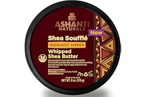 Ashanti Naturals Scented Whipped Shea Butter | Unrefined Shea Butter from Ghana, Coconut and Almond Oil | Creamy, Moisturizing, Soothing (Midnight Amber Souffle, 8 oz)