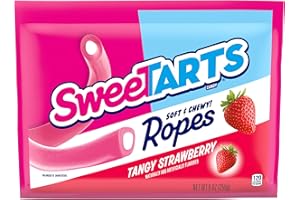 SweeTARTS Soft & Chewy Ropes Candy, Tangy Strawberry Flavor, 9 Ounce Pouch