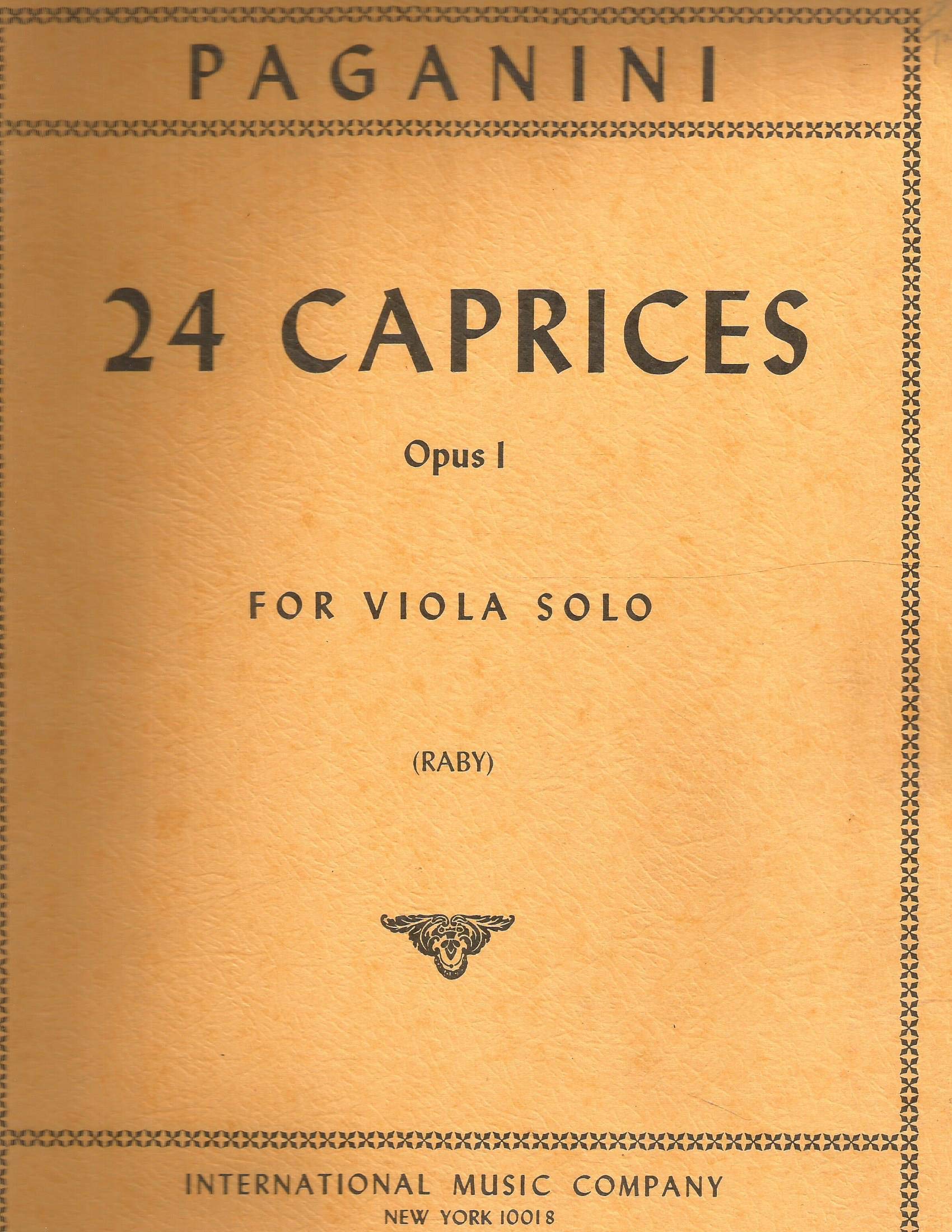 Amazon Com Paganini Niccol242 24 Caprices Op 1 Viola Solo Transcribed By L Raby Published By International Music Compa Books