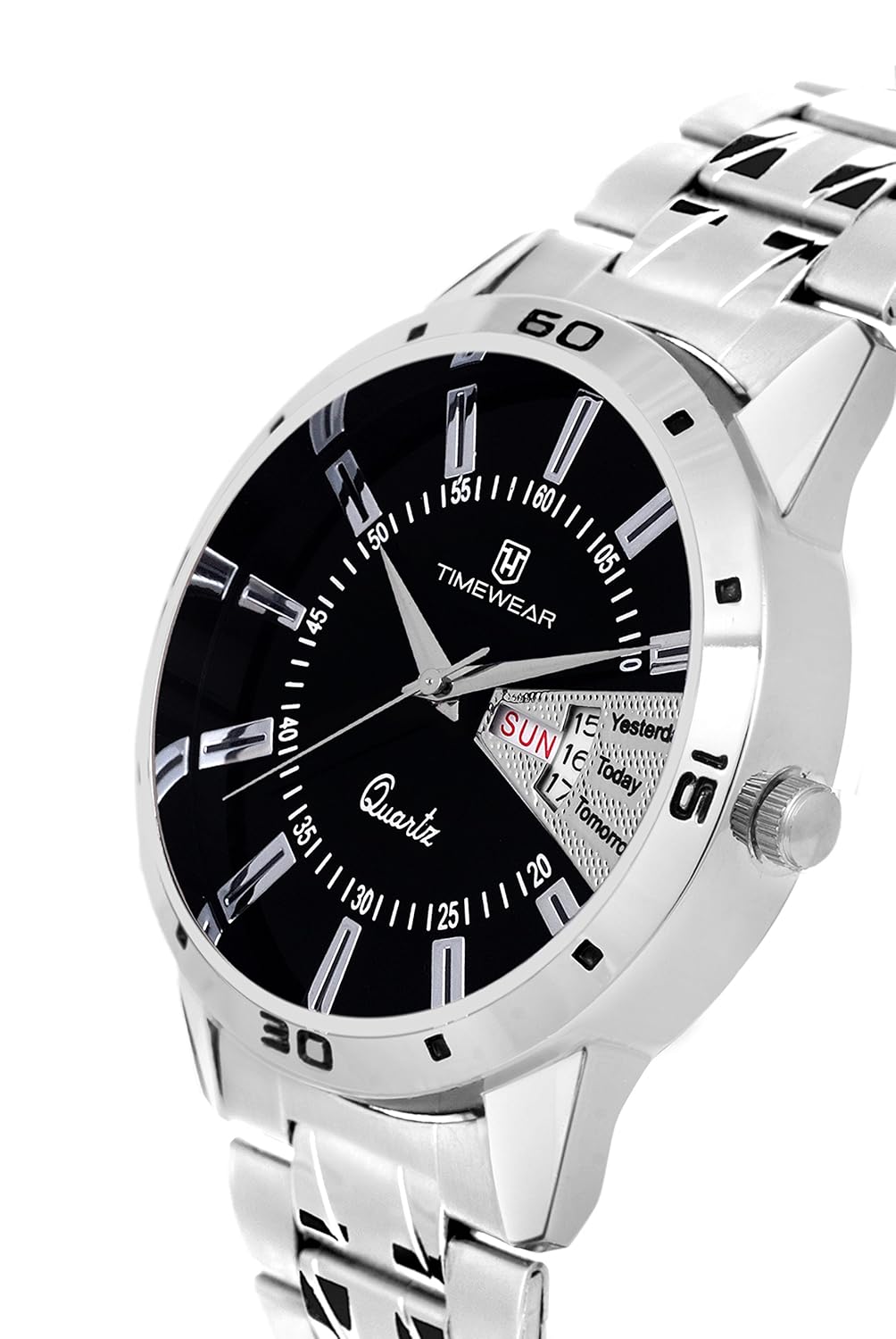 timewear analog black dial day and date watch for men