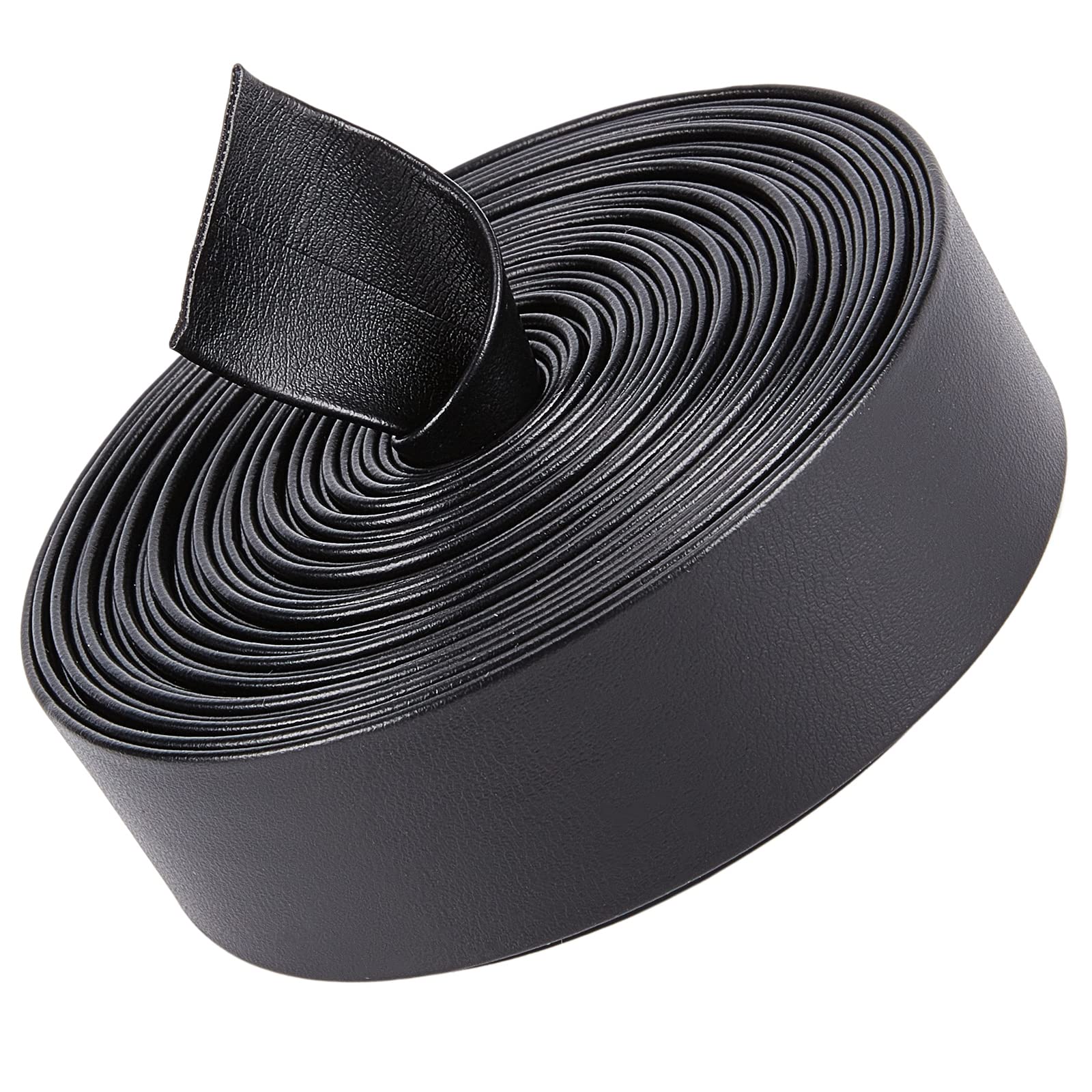 GORGECRAFT 25mm Wide Foldover Leather Strips 5m Leather Trimming Tape Imitation Leatherette Strap Black Lychee Grained Flat Leather Cord String for DIY Sewing Seaming Hemming Piping Crafts Jewelry