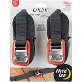 Nite Ize CamJam Tie Down Strap - Tie Down Ratchet Straps - Straps for Trucks &amp; Cars - Tie Downs for Luggage &amp; Gear - 12 ft Strap, Orange (Pack of 2)
