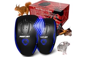 PESTJET New 2024 Ultrasonic Pest Repeller Plug in - 2 Pack – Outdoor/Indoor Electronic Pest Repellent - Get Rid of Rat Bat Mouse Squirrel Bug Bee Ant Spider Wasp Cockroach Fly Mosquito Rodent Termite Roach