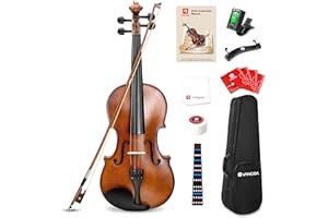 Vangoa 4/4 Solid Wood Acoustic Violin Full Size Fiddle Set for Beginner Adult Student Teen Kids with Violin Case, Bow, Rosin, Shoulder Rest, Tuner, Strings, Natural