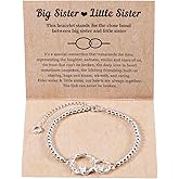 Mikovivi Sister Gifts, Silver Interlocking 2 Circles Bracelet Big Sister Little Sister Bracelet Trendy Charm Bracelet for Women Jewelry for Birthday Christmas Graduation Friendship Gifts Ideas