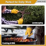 WORK MAXX Gardening Gloves Leather Heavy Duty Thorn Proof Mustard L view 6
