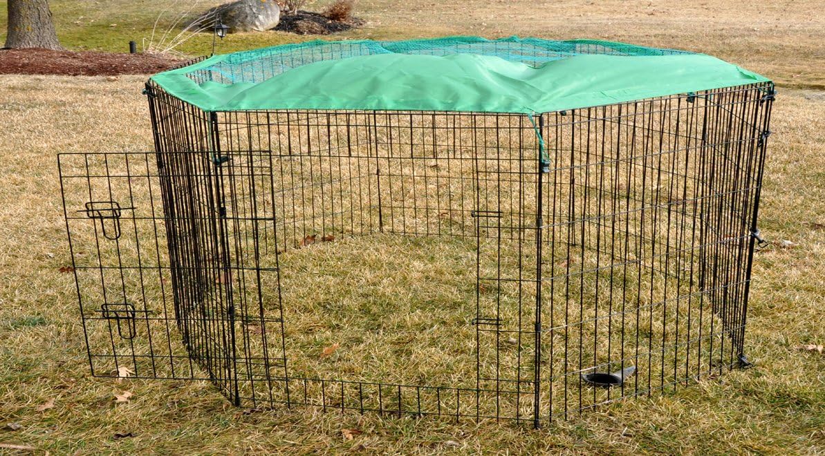 Cool Runners Wire X Pen with Sun/Rain Security Cover and Gate (24-Inchs High x 24-Inchs Wide Per Section) : Pet Supplies