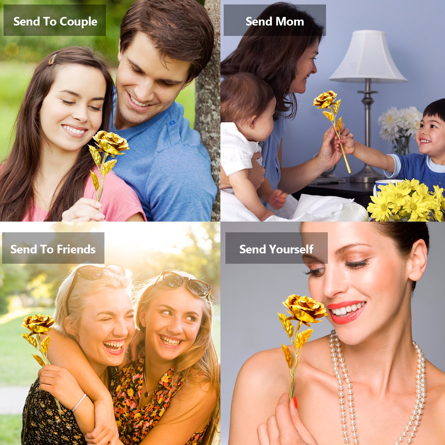 Gold Rose, ProCIV Gold Foil Decoration Artificial Rose Flowers in Gift Box, Best Gift for Mother\'s Day, Valentine\'s Day, Wedding Day, Birthday, Christmas, Thanksgiving, Home Decor (Gold)