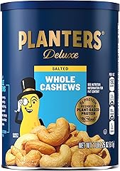 PLANTERS Deluxe Salted Whole Cashews, Party Snacks, Plant-Based Protein, Quick Snack for Adults, After School Snack, Roasted 
