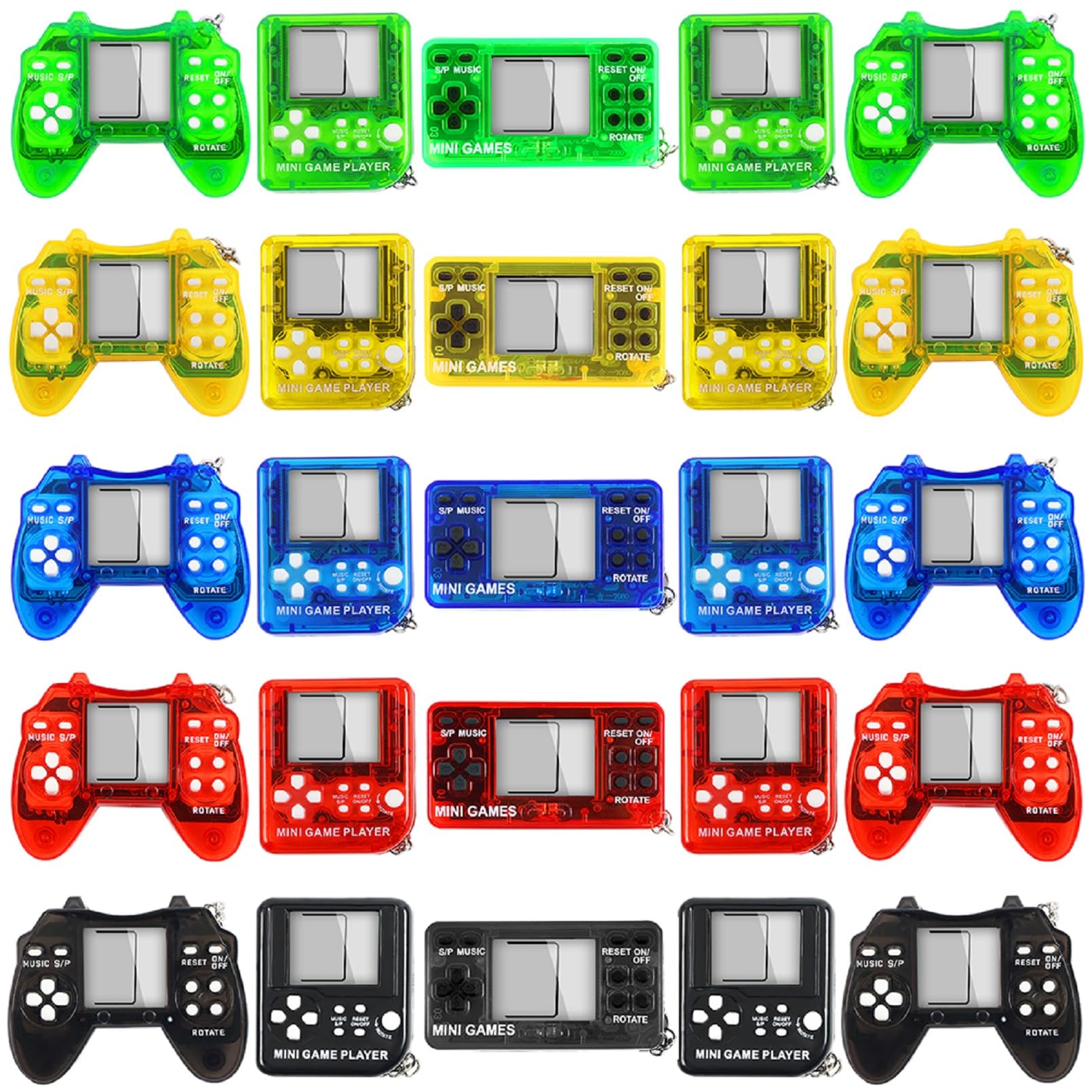 Secyba 25pcs Video Game Party Favors, Mini Gaming Party Favors, Video Game Keychains, 8-bit Handheld, Birthday Party Supplies for Kids, Return Gifts for Birthday Party Decorations Supplies